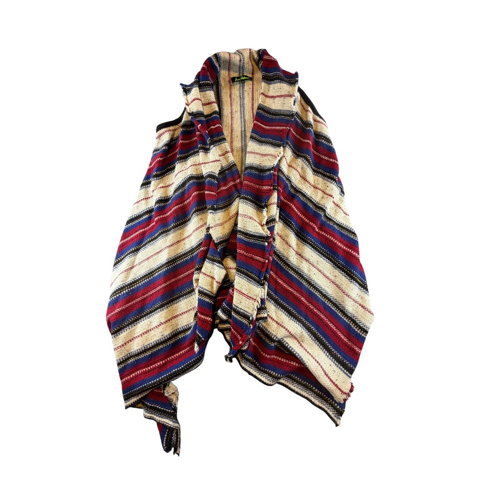 Sam Edelman Striped Knit Draped Open Front Vest Cardigan Sleeveless Color S